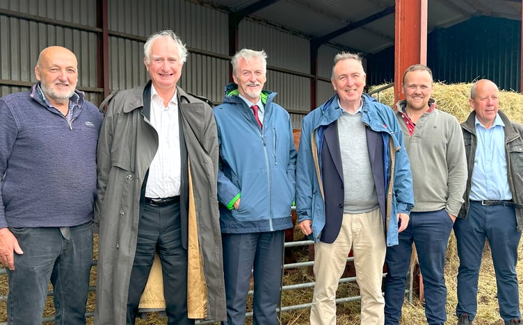 FUW Regional Vice President Brian Bowen, Daniel Zeichner MP, Huw Irranca-Davies MS, local MP for Blaenau Gwent Nick Smith, Karl Bowen and FUW President Ian Rickman.