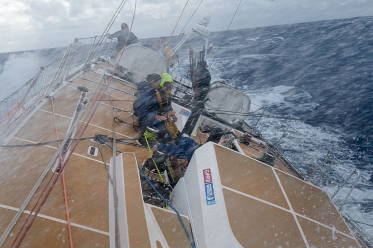 Tough going in heavy seas for Eric Froggatt and crew mates