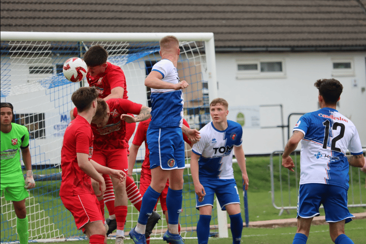 Heads you win in the goalmouth between Abergavenny and Chepstow
