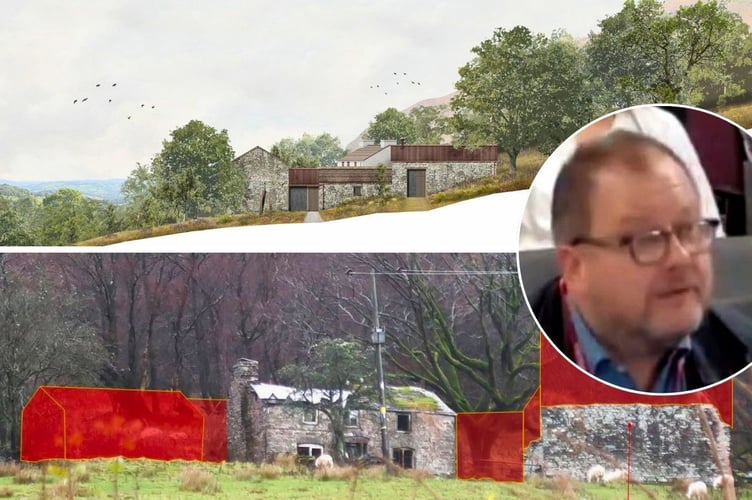 An artist's impression of the planned house and applicant Mr Gardner 