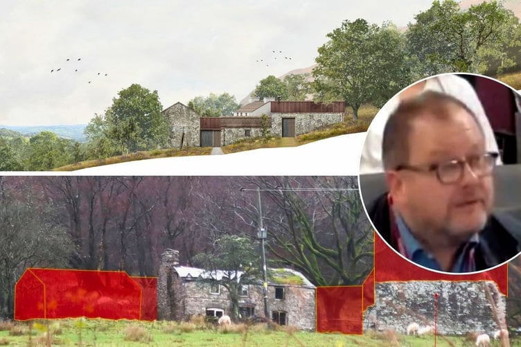 An artist's impression of the planned house and applicant Mr Gardner