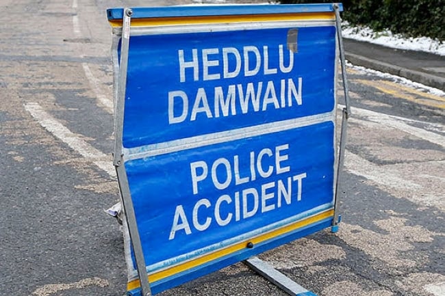 Road closed sign police accident