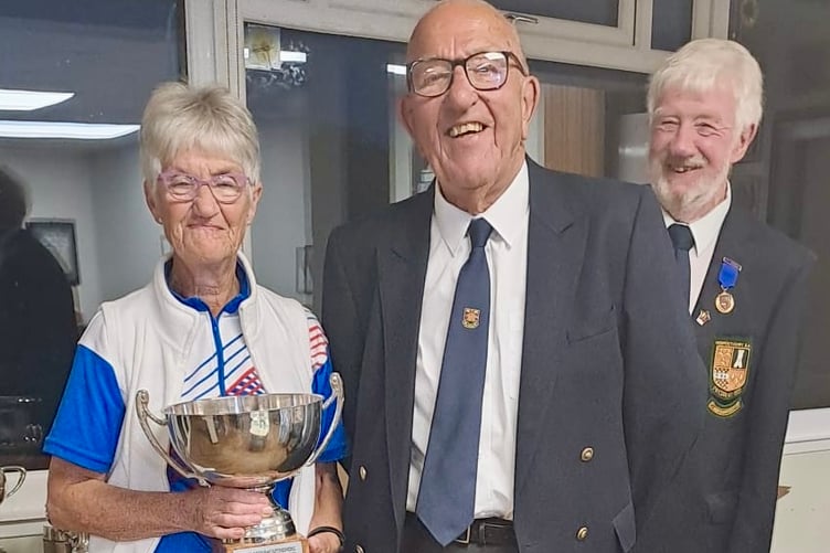 Ann and John Whomersley won the East Monmouthshire Bowling Association Mixed Pairs. Photo: Abergavenny Bowls Club