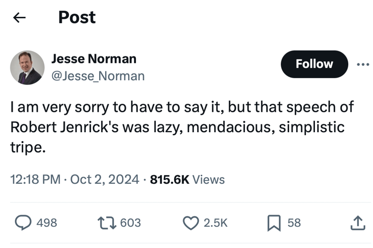 Jesse Norman's scathing response to Robert Jenrick's party conference speech