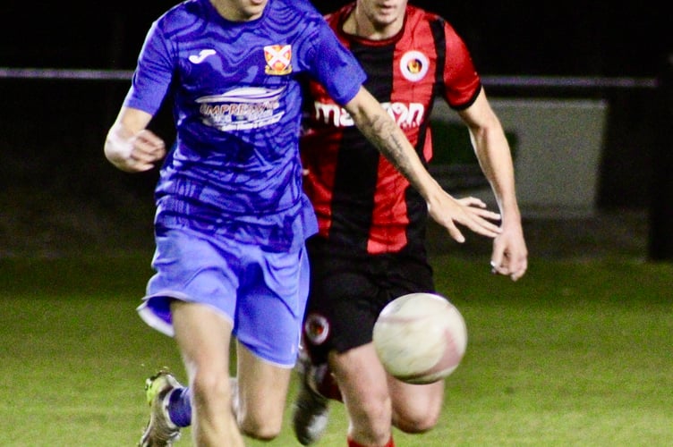 The race is on for an Abergavenny player and a Goytre rival