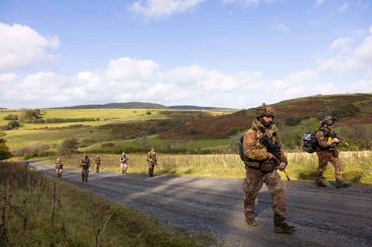 Italian 152 Infantry Regiment ÒSassariÓ patrol out of the Counter Explosive Ordinance stand which they have completed during EXERCISE CAMBRIAN PATROL 2024.

Soldiers from across the world are readying themselves for the ultimate challenge of military fieldcraft, navigation, tactics, leadership skills and teamwork.
This all takes place across the undulating terrain of Bannau Brycheiniog (Brecon Beacons) where Exercise Cambrian Patrol has had its roots since 1959.

Around 1,000 troops, spread across eight phases of the event, will be faced with a mock mission that includes covering more than 40 miles from east to west, dealing with enemy threats and various other challenges.

Lieutenant Colonel Will Peltor, Officer Commanding this year's event, said: ÒAs we mark the 65th year since the first Exercise Cambrian Patrol took place itÕs important to note that the event maintains its core standards and is as relevant today, in the modern operational environment, as it was for Territorial Soldiers nearly seven decades ago when they were being tested on their Cold War readiness.