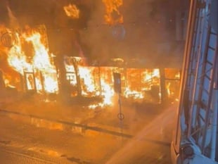 Abergavenny town centre shops ablaze 