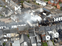 Abergavenny fire seen from the skies 