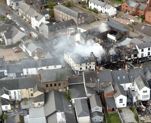 Abergavenny fire seen from the skies 