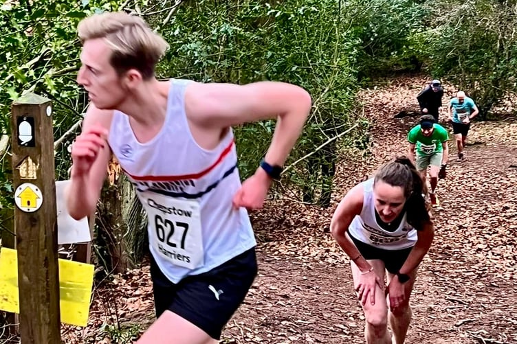 Runners toil up the Kymin Winter trail