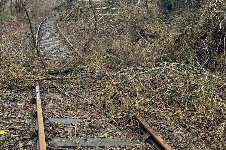 Storm damage on the Heart of Wales line in 2024
