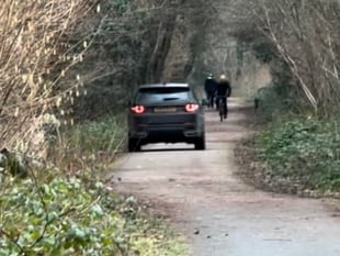 
WATCH: As car ‘roars’ up Llanfoist cycle track 