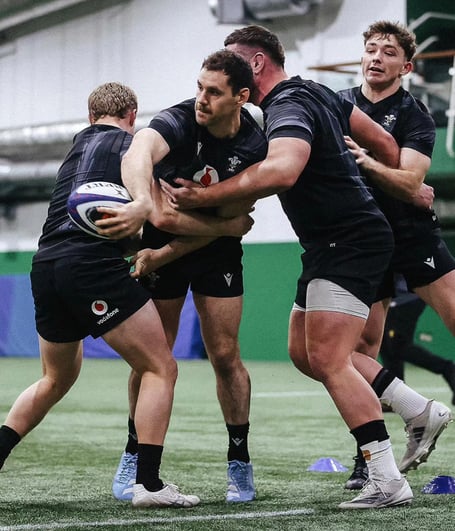 Wales players training ahead of Saturday's clash with Ireland