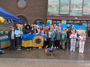 Support for Ukraine in Abergavenny town centre