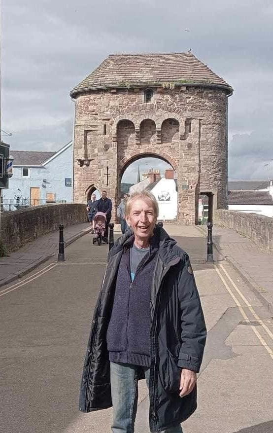 William Mackie on Monnow bridge in Monmouth