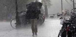 Heavy rain all day, continuing with moderate showers tomorrow