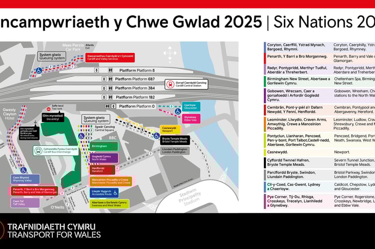 Cardiff Central map 2025 Six Nations