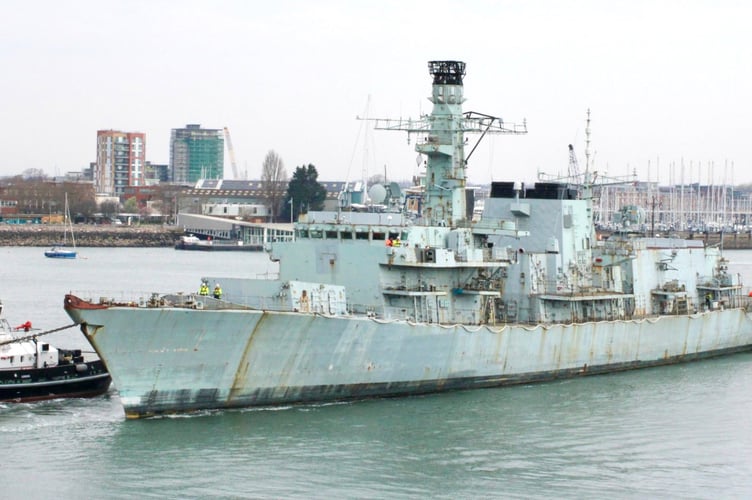 HMS Monmouth heads out on its last voyage.