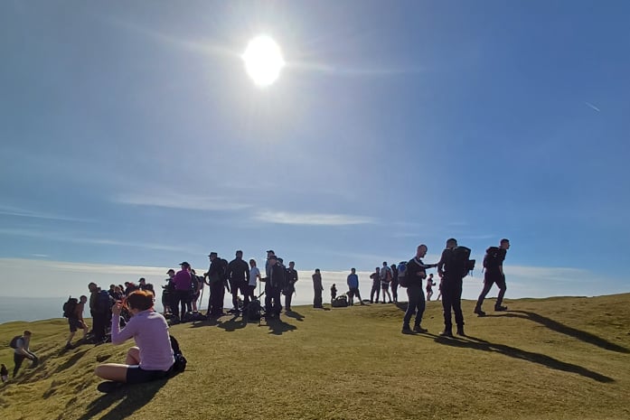 Walkers were treated to a partial eclipse in the Three Peaks Trials Challenge