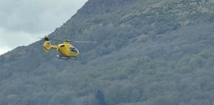 
Yellow chopper on the Skirrid gets onlookers in a whirl!  
