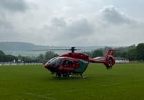 Air ambulance at Chippenham sports ground