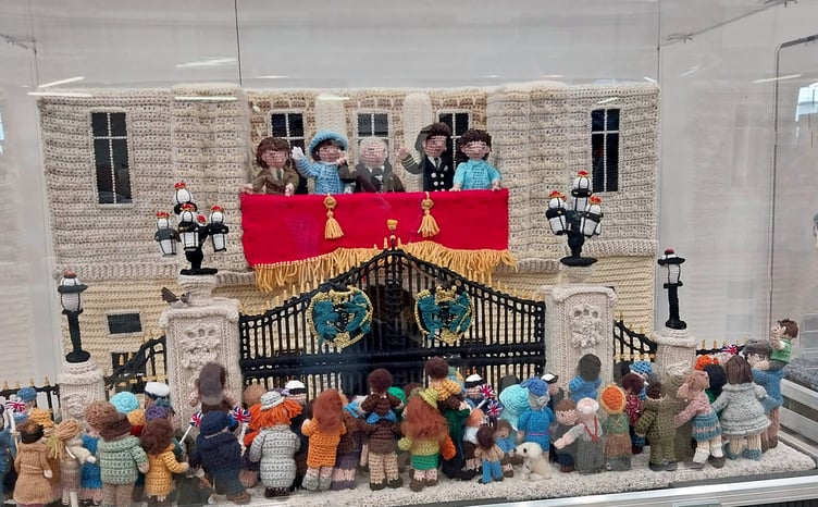 The Buckingham Palace VE Day celebration panel in the ‘Britain at War’ exhibition.