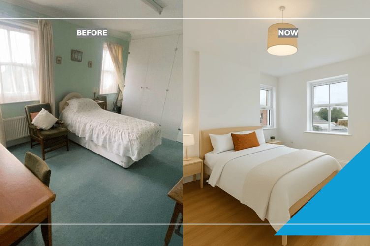 Bedrooms before vs after.