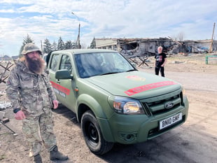 Truck donated by local men reaches front line