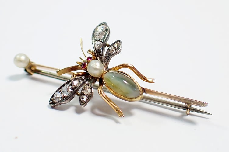 Victorian Diamond Set Insect Brooch