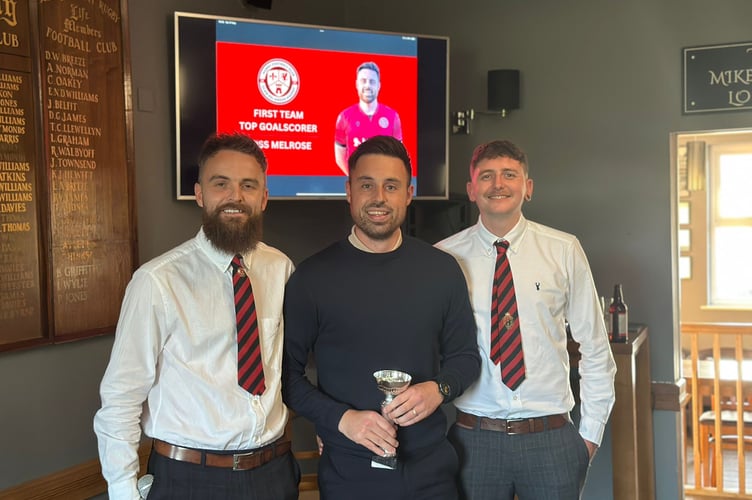 Mardy 1st team team top goalscorer Ross Melrose with his award