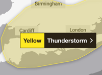 Monmouthshire to expect thunderstorm tomorrow 