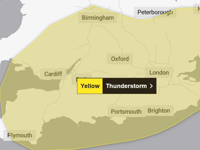 Met Office: Thunderstorms in southern England and Wales