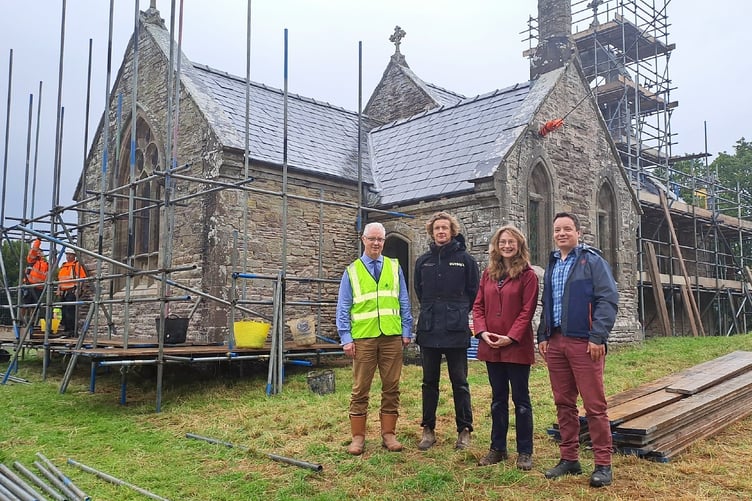 Eric Hilton, Tom Jones, Rachel Morley and Andrew Faulkner at St Mary’s church at Kenderchurch, where its restoration is now underway
