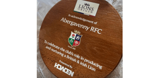 Special plaque presented to Aber RFC in honour of its Lions