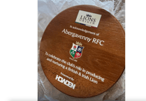 Special plaque presented to Aber RFC in honour of its Lions