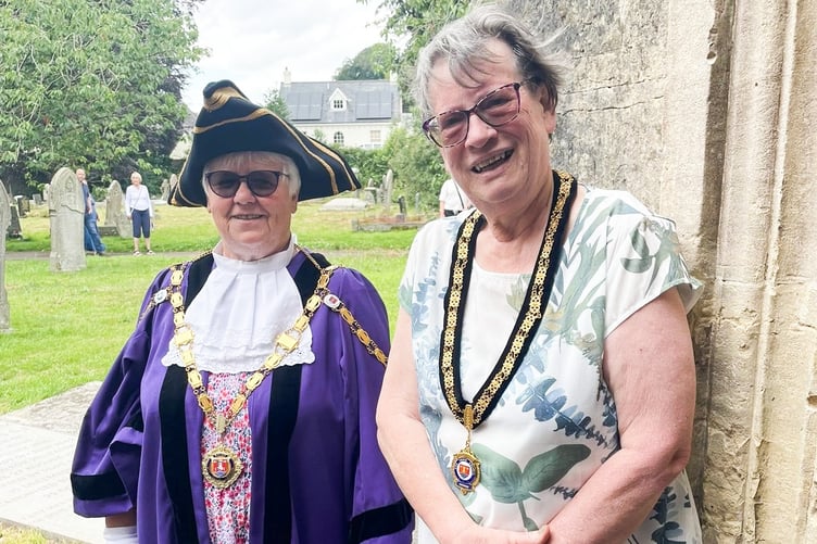 The new mayor of Usk with her consort
