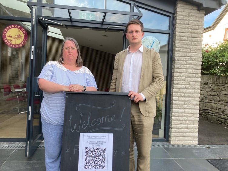 David Chadwick MP with Cllr Claire Hall outside Clarence Hall following Monday night’s public meeting