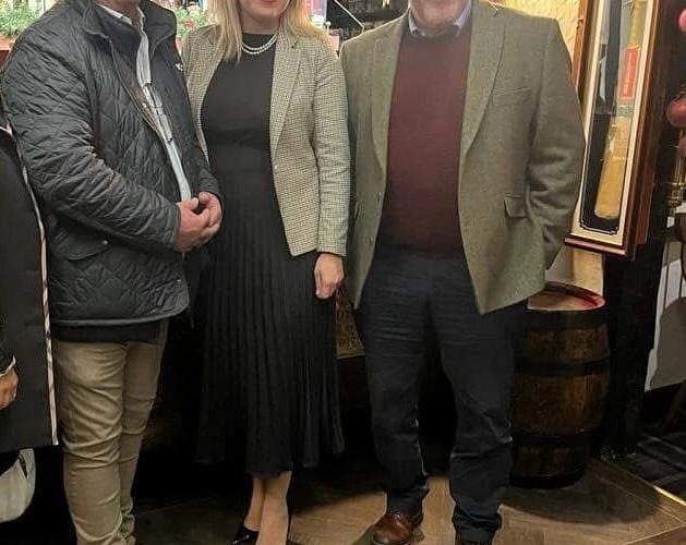 Laura Anne Jones, Andrew RT Davies and Peter Fox at the Nag's Head, Usk.