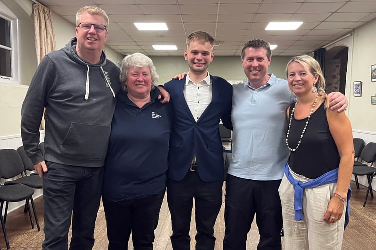 New community councillor for Wyesham, Xavier Turner, centre, with Conservative Party colleagues, from left, Martin Newell, Jane Lucas, Richard John and Jayne .