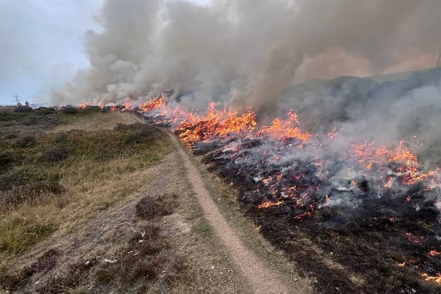 Mountainside wildfire started deliberately, say firefighters