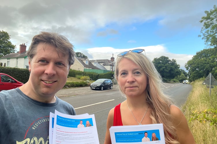 Cllrs Richard John and Jayne McKenna who campaigned for the lower speed limit on Groesonen Road. Picture: Supplied