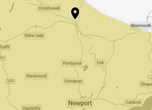 Met Office yellow weather warning for rain covers Abergavenny and surrounding areas from midnight to 2pm on Wednesday, September 3