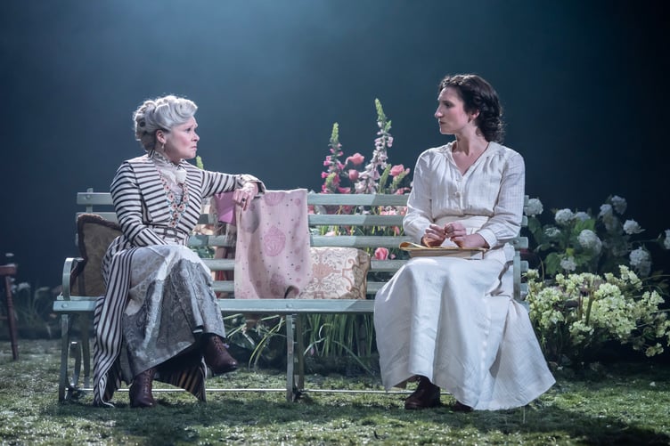 Mrs. Warrenâs Profession , at the Garrick Theatre, London, Director: Dominic Cooke
Designer: Chloe Lamford
Imelda Staunton as Mrs. Kitty Warren
Bessie Carter as Vivie Warren
Credit: Johan Persson/