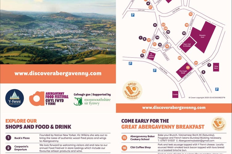 Map devised by Abergavenny businesses for food festival
