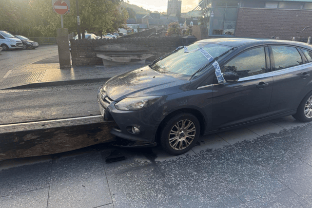 Car ploughs into bench outside popular town centre pub