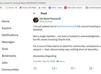Councillors slammed for failing to mark Charlie Kirk’s killing