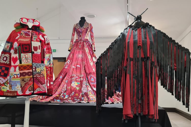 Red Dress and community shawl