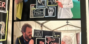 The chalkboard designed by a local man for Jilly Cooper