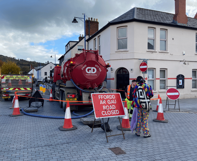 Emergency road closure in busy town centre