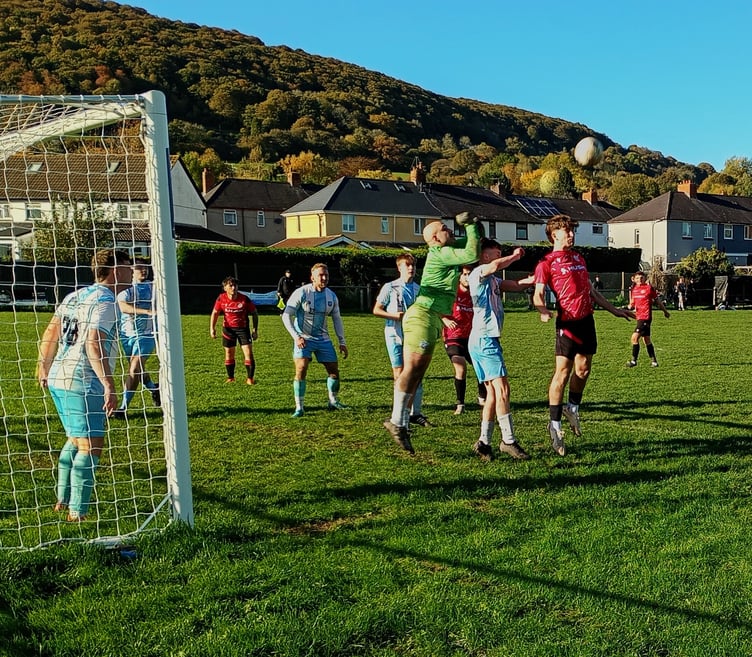 Charlie Morris is foiled by the keeper.